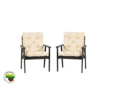 Atlanta lauko kėdės su porankiais ir pagalvėms, 2 vnt., pilka + beige