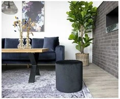 Ejby Pouf Round in juodas velvet