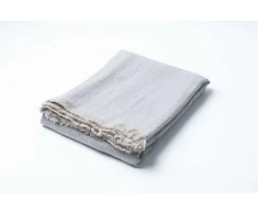 Pledas su kutais, pilkas, 165x210, 100% linas