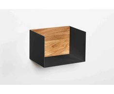 Sieninė lentynėlė 30cm, su natūralaus aliejuoto ąžuolo nugarėle, juoda