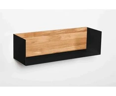 Sieninė lentynėlė 70cm, natūralaus aliejuoto ąžuolo nugarėlė, juoda