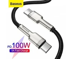 Kabelis USB C - USB C 2m 100W juodas Cafule Metal BASEUS