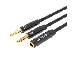 Vention 2x 3.5 mm kištukinis ir 4 polių lizdas 3.5 mm garso kabelis 0.3 m ventiliacijos BBTBY juodas