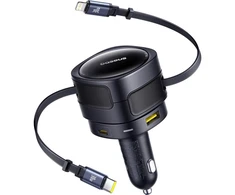 "Baseus PD" automobilinis įkroviklis 1x USB-C + USB-A prievadas 90W, juodas