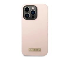 Guess GUHMP14LSBPLP iPhone 14 Pro 6,1" rožinis/rožinis kietas dėklas su silikoniniu logotipu ir MagSafe logotipu
