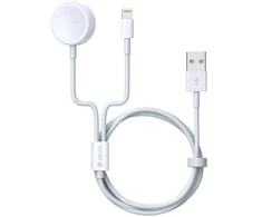Devia kabelis 2in1 Smart EA199 USB - Lightning baltos splvos su indukciniu pakroveju Apple Watch