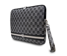 DKNY PU Leather Checkered Pattern and Stripe dėklas nešiojamam kompiuteriui 15/16" juodos spalvos