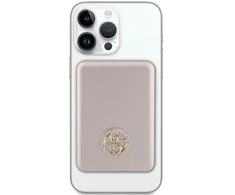 Guess Powerbank indukcinis 15W GUPBM5AL4DMD 5000mAh aukso spalvos MagSafe 4G Strassed Metal Logo