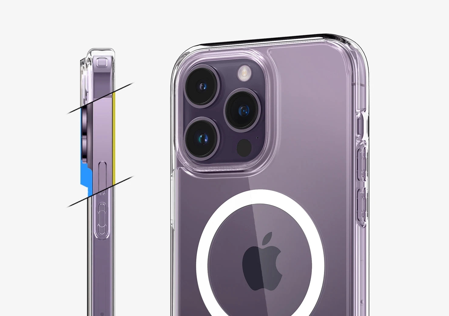 Spigen Ultra Hybrid (MagFit) dėklas skirtas Apple iPhone 14 Pro, spalva - Balta aprašymas - Prekės nuotrauka