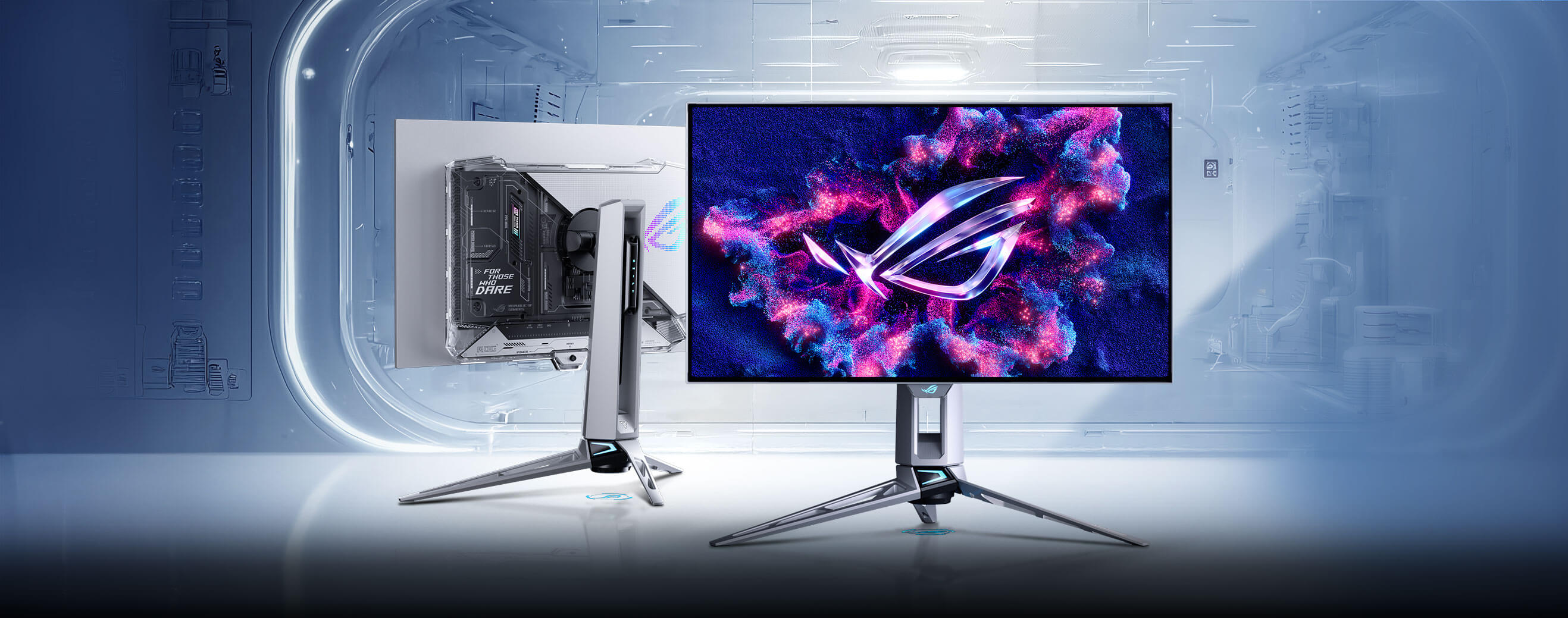 Žaidimų monitorius ROG Swift OLED PG27AQWP-W – 27″ OLED, QHD 540 Hz / HD 720 Hz, 0,02 ms, G-SYNC, HDR 500 True Black, DisplayPort 2.1 aprašymas - Prekės nuotrauka