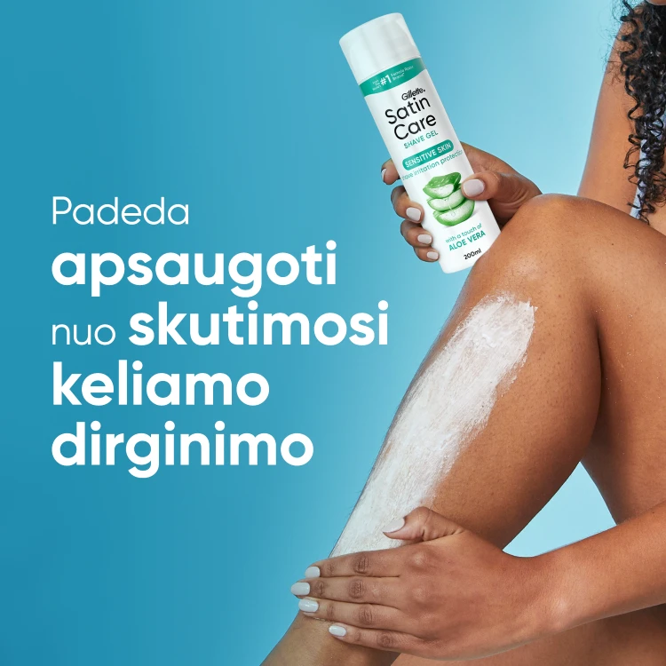 Skutimosi želė Gillette Satin Care Sensitive Aloe Vera Glide, 200 ml aprašymas - Prekės nuotrauka