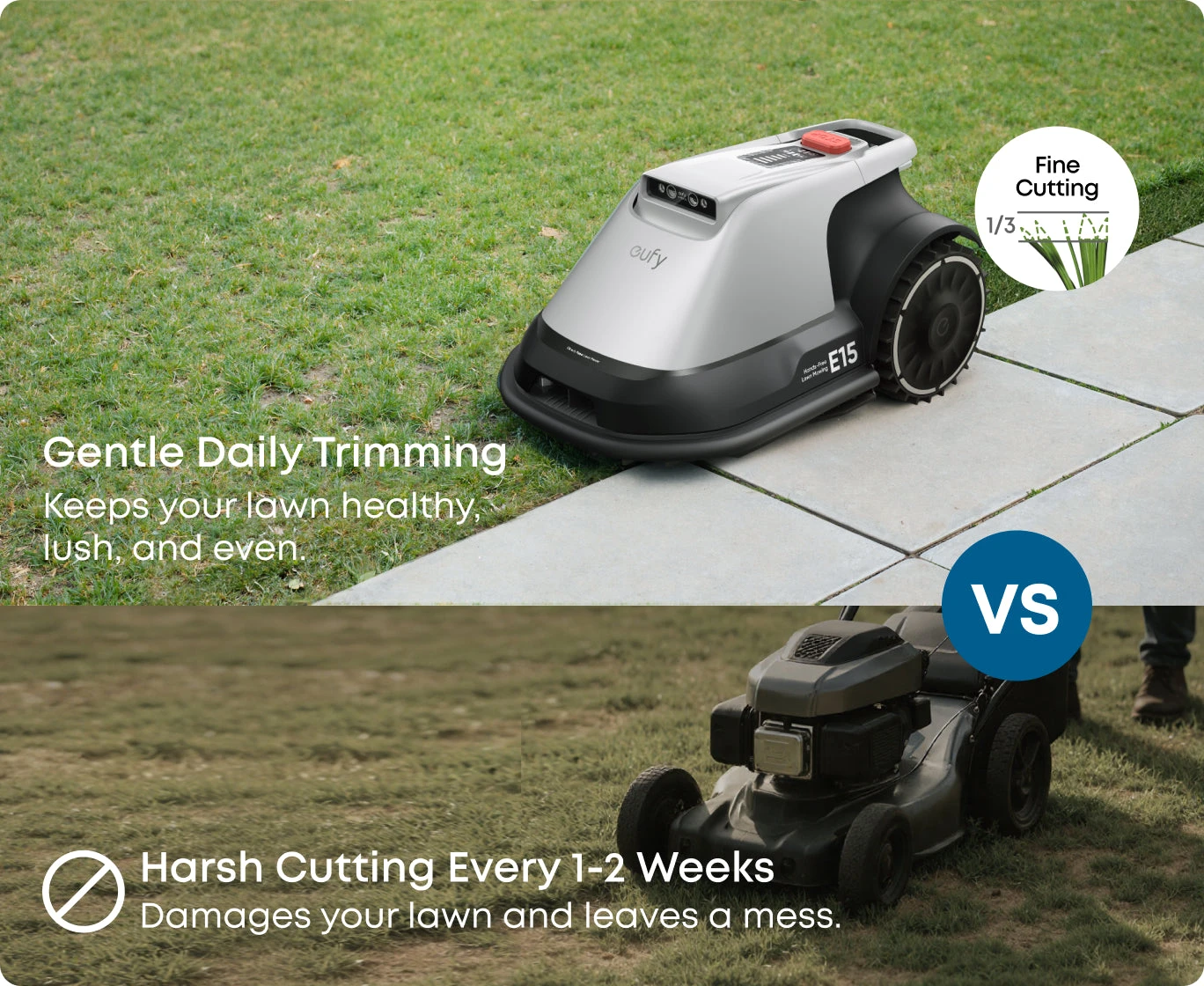 Anker Eufy belaidis vejos robotas E15, 800m² aprašymas - Prekės nuotrauka
