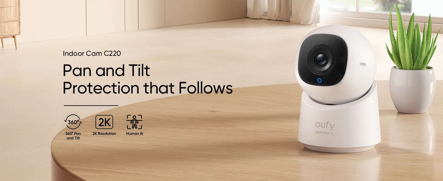 Vidaus stebėjimo kamera Eufy Indoor Cam C220, baltos spalvos aprašymas - Prekės nuotrauka