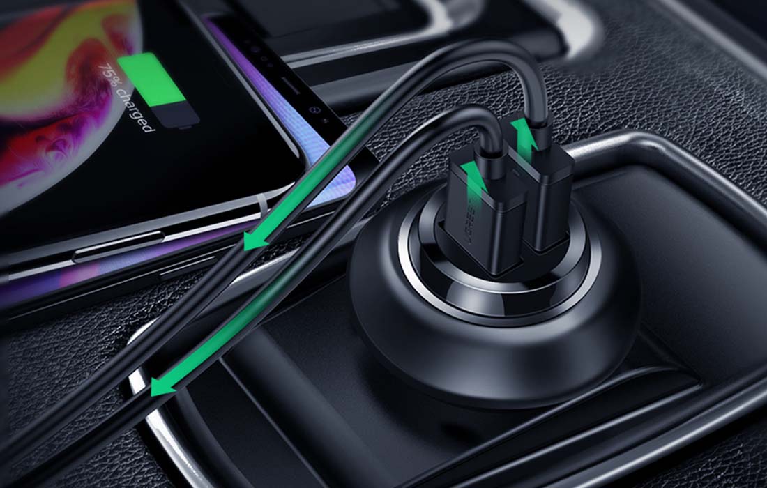 UGREEN automobilinis įkroviklis ED018 2x USB 24W aprašymas - Prekės nuotrauka UGREEN automobilinis įkroviklis ED018 2x USB 24W aprašymas - Prekės nuotrauka