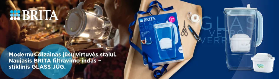 Naujasis BRITA filtravimo indas - stiklinis GLASS JUG Naujasis BRITA filtravimo indas - stiklinis GLASS JUG