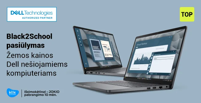 TOP Dell nešiojami kompiuteriai Black2School