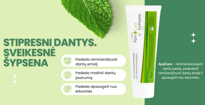 ApaCare remineralizuojamoji dantų pasta pigiausia kaina!