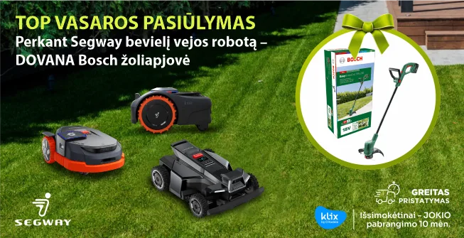 Segway vejos robotai su dovana Bosch žoliapjove