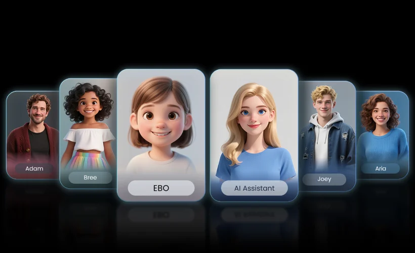 Namų robotas kompanijonas Enabot EBO Air 2 Plus FamilyBot su stebėjimo ir skambučių funkcija, violetinis aprašymas - Prekės nuotrauka