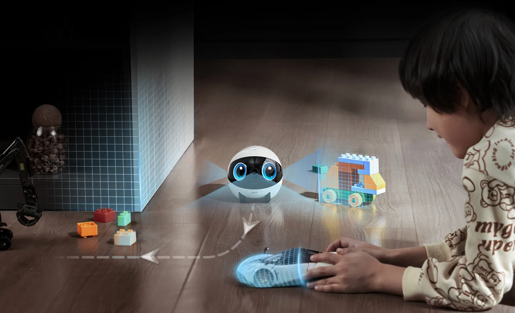 Namų robotas kompanijonas Enabot EBO Air 2 Plus FamilyBot su stebėjimo ir skambučių funkcija, violetinis aprašymas - Prekės nuotrauka