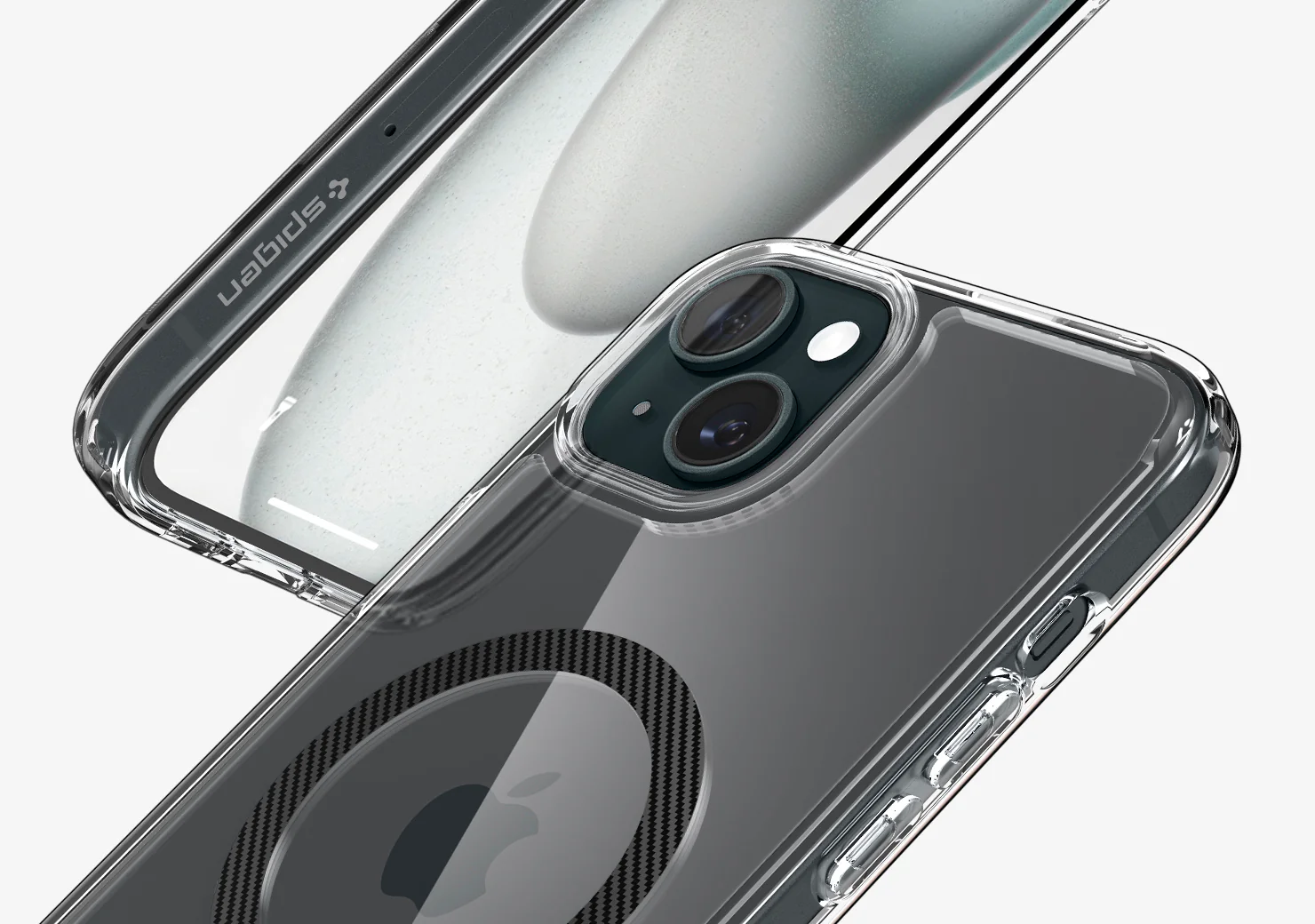 Spigen Ultra Hybrid (MagFit) dėklas skirtas Apple iPhone 15 Pro Max, spalva - Frost Black aprašymas - Prekės nuotrauka