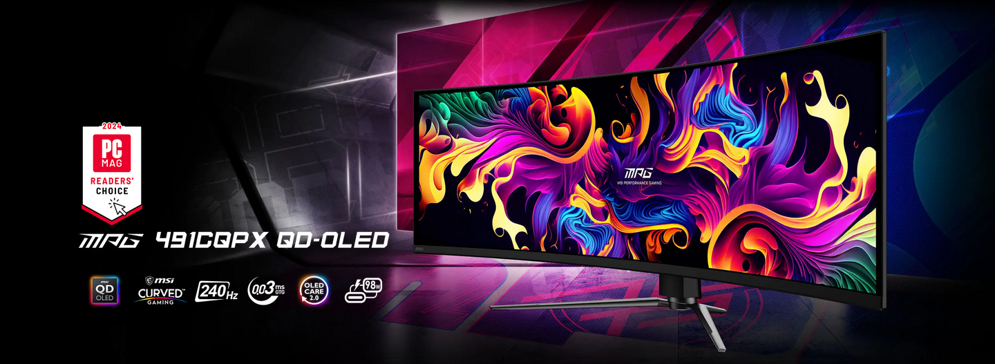 Monitorius MSI MPG 491CQPX | 240Hz | DQHD | 49'' | QD OLED | 0.03 ms aprašymas - Prekės nuotrauka