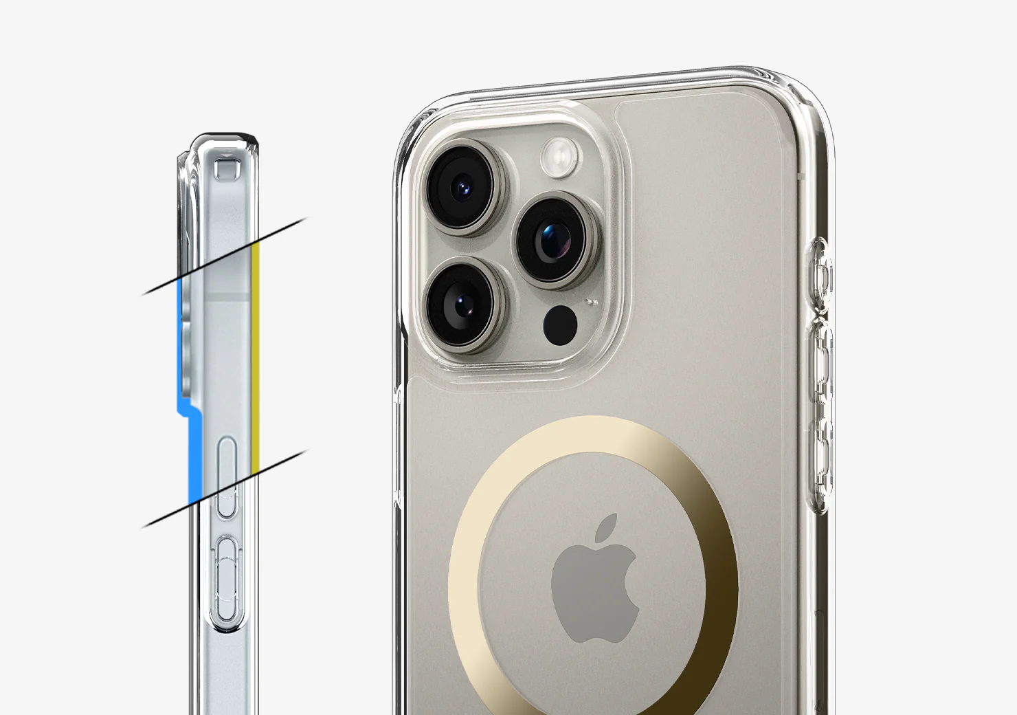 Spigen Ultra Hybrid (MagFit) dėklas skirtas Apple iPhone 15 Pro Max, spalva - Frost Black aprašymas - Prekės nuotrauka