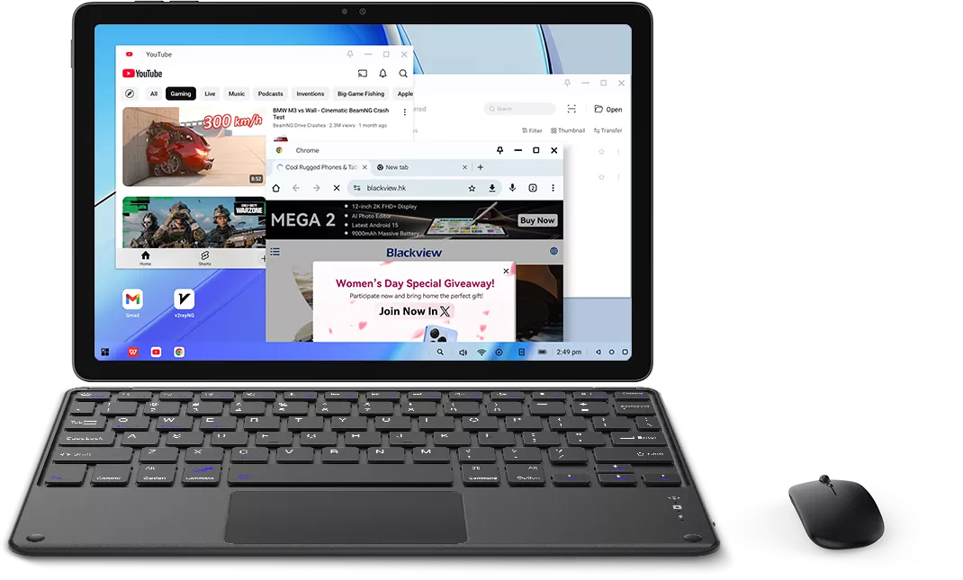 Planšetinis kompiuteris Blackview ZENO 10 8/128 GB, Mėlynas | Su klaviatūros dėklu ir pieštuku aprašymas - Prekės nuotrauka