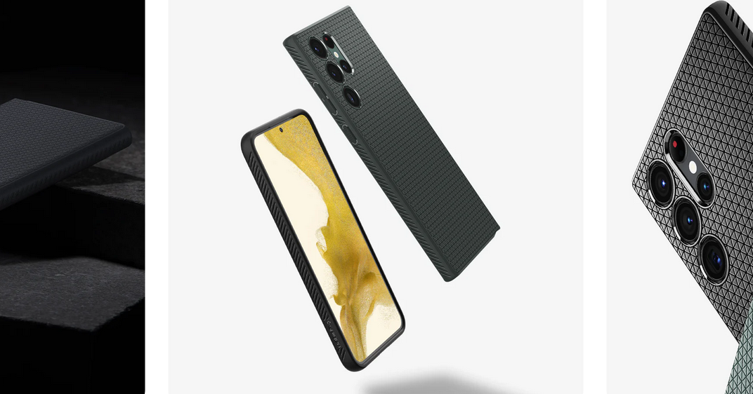 Spigen Liquid Air dėklas skirtas Samsung Galaxy S22, spalva - Matte Black aprašymas - Prekės nuotrauka