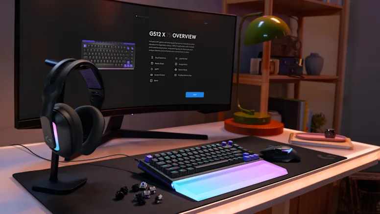 Riešo atrama klaviatūrai Logitech G512 X Palm Rest 98, permatomo akrilo aprašymas - Prekės nuotrauka