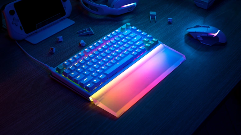 Riešo atrama klaviatūrai Logitech G512 X Palm Rest 98, permatomo akrilo aprašymas - Prekės nuotrauka