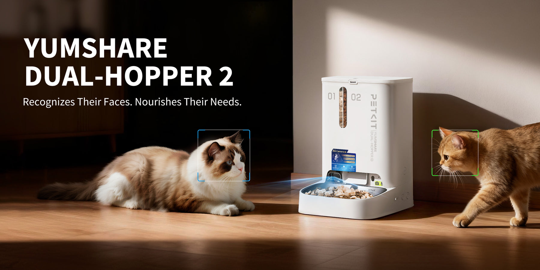Automatinė šėrykla Petkit YumShare Dual Hopper, baltos spalvos aprašymas - Prekės nuotrauka
