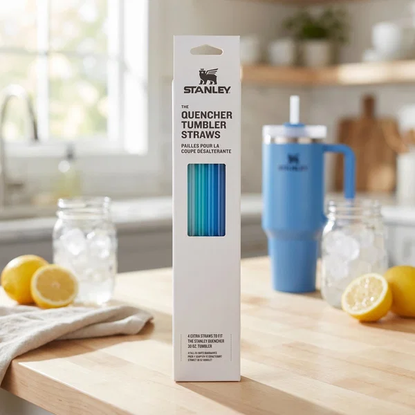 Atsarginiai šiaudeliai Stanley Quencher H2.O FlowState™ 1,18 L - permatomi, 4 vnt. aprašymas - Prekės nuotrauka