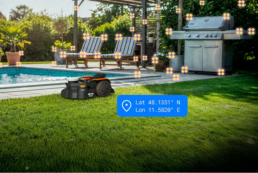 Vejos robotas Worx Vision Cloud WR305E, RTK navigacija, 2WD, be ribinio laido, iki 500 m², su akumuliatoriumi aprašymas - Prekės nuotrauka