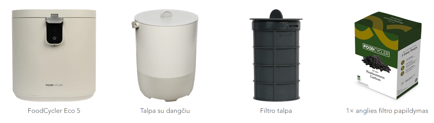 FoodCycler® Eco 5™ bio atliekų perdirbėjas, baltos spalvos aprašymas - Prekės nuotrauka
