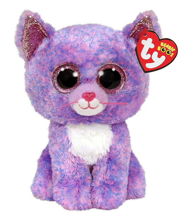 TY Pliušinis žaislas - violetinė katė, 24 cm aprašymas - Prekės nuotrauka