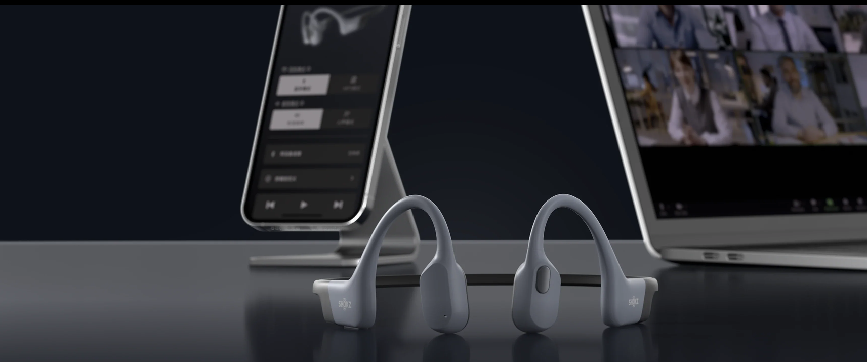 Shokz OpenSwim Pro plaukimo ausinės su kaulų laidumo technologija, USB-C, pilkos spalvos aprašymas - Prekės nuotrauka