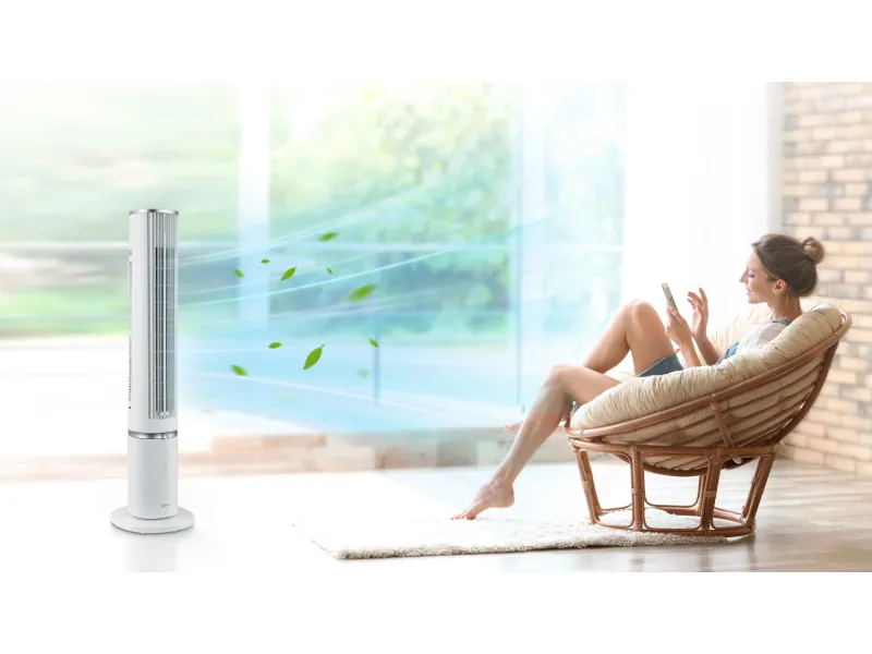 Bokštinis ventiliatorius Midea Aroma Tower, 45 W, su eterinio aliejaus difuzoriumi aprašymas - Prekės nuotrauka