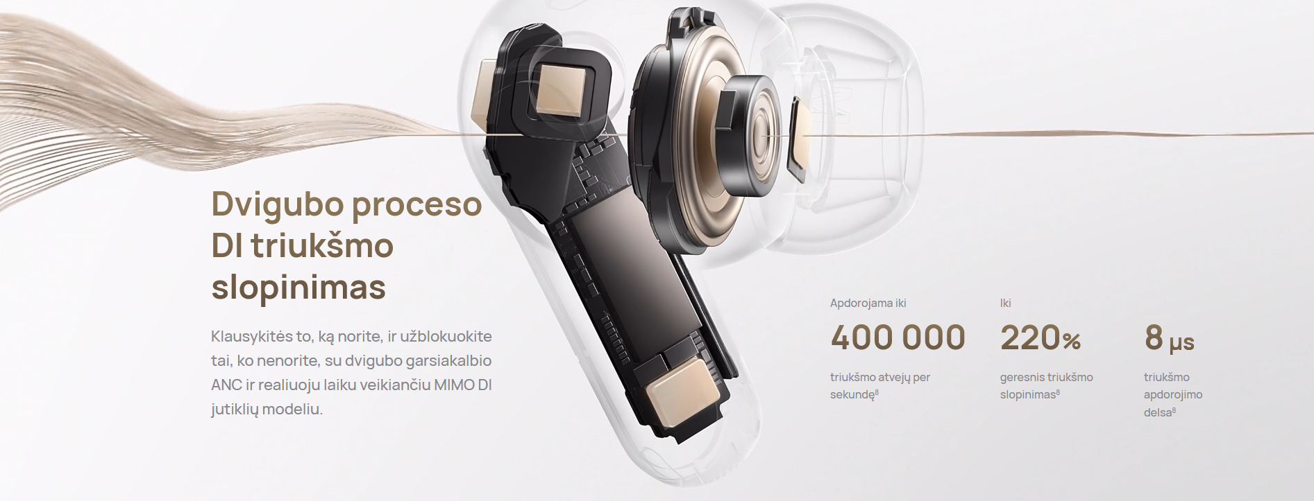Ausinės HUAWEI FreeBuds Pro 5, baltos spalvos aprašymas - Prekės nuotrauka