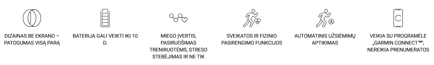 Išmanioji fitneso apyrankė Garmin CIRQA™ Smart Band | Juodos spalvos, L–XL aprašymas - Prekės nuotrauka