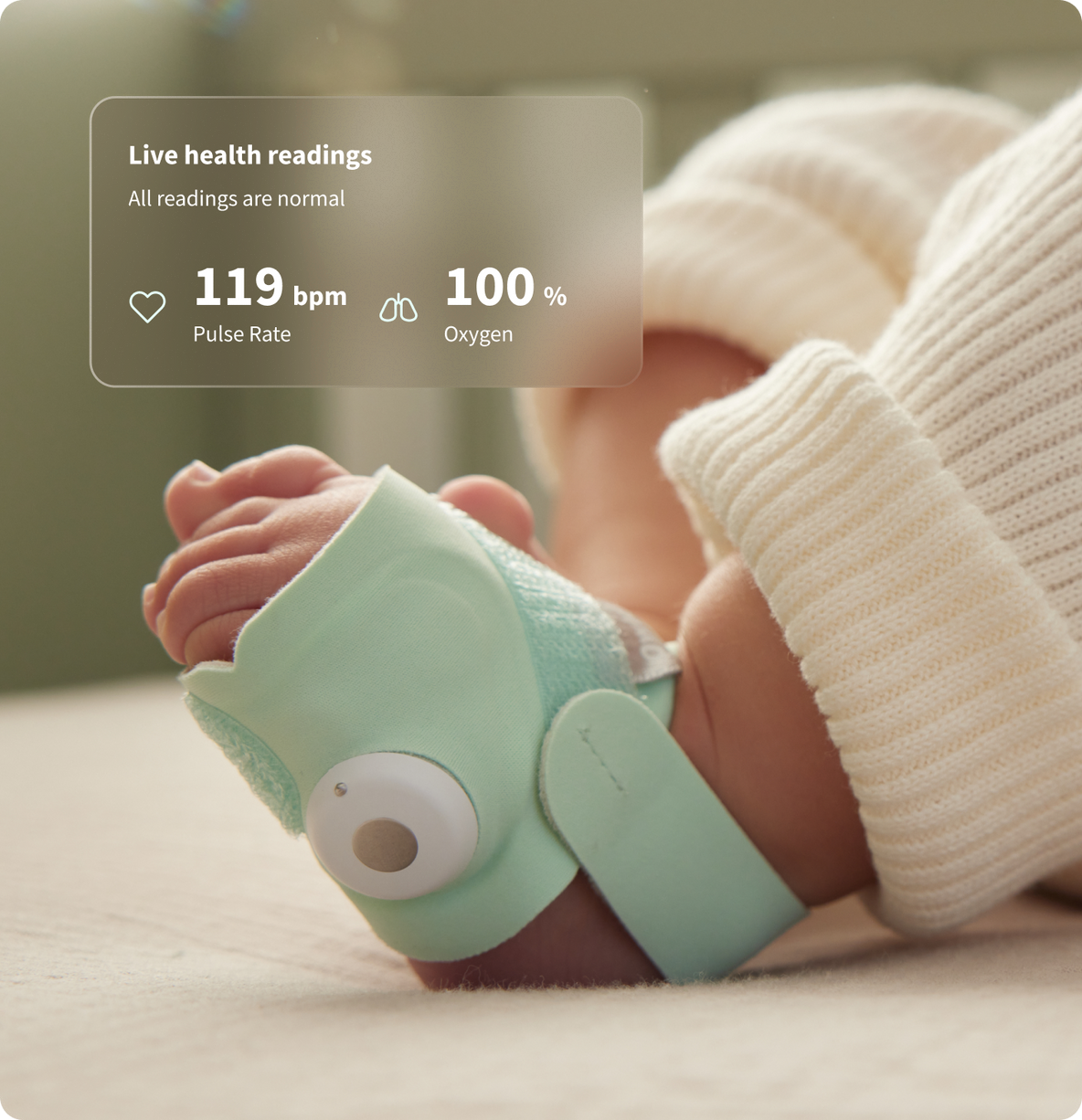 Mobili auklė Owlet Dream Duo (Gen 3), su mėlynomis kojinėmis aprašymas - Prekės nuotrauka