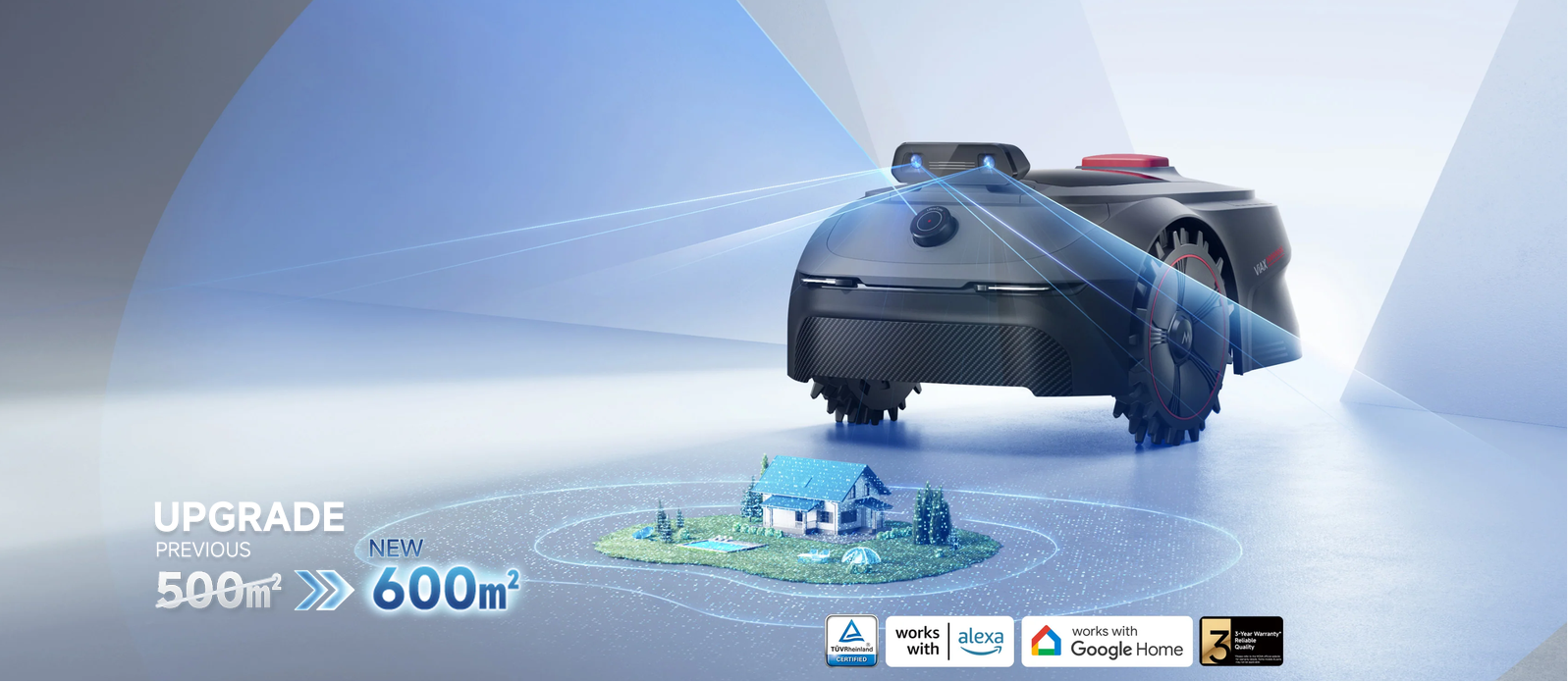 Vejos robotas Mova ViAX 500 | UltraEyes™ 2.0: AI Dual-Vision + 360° LiDAR | 600 m² aprašymas - Prekės nuotrauka