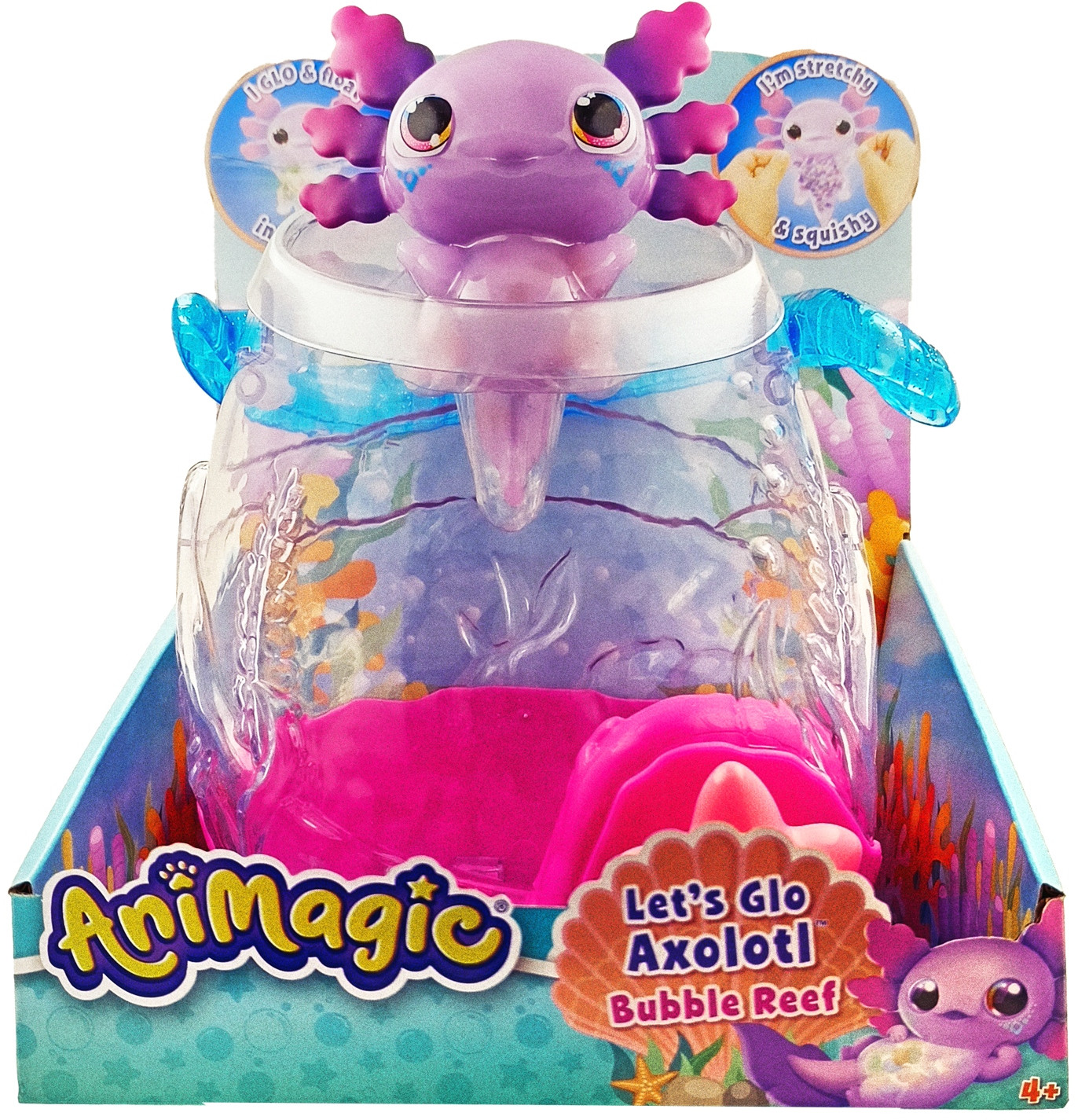 Aksolotlio figūrėlė su akvariumu Goliath Animagic Let's Glo Axolotl aprašymas - Prekės nuotrauka