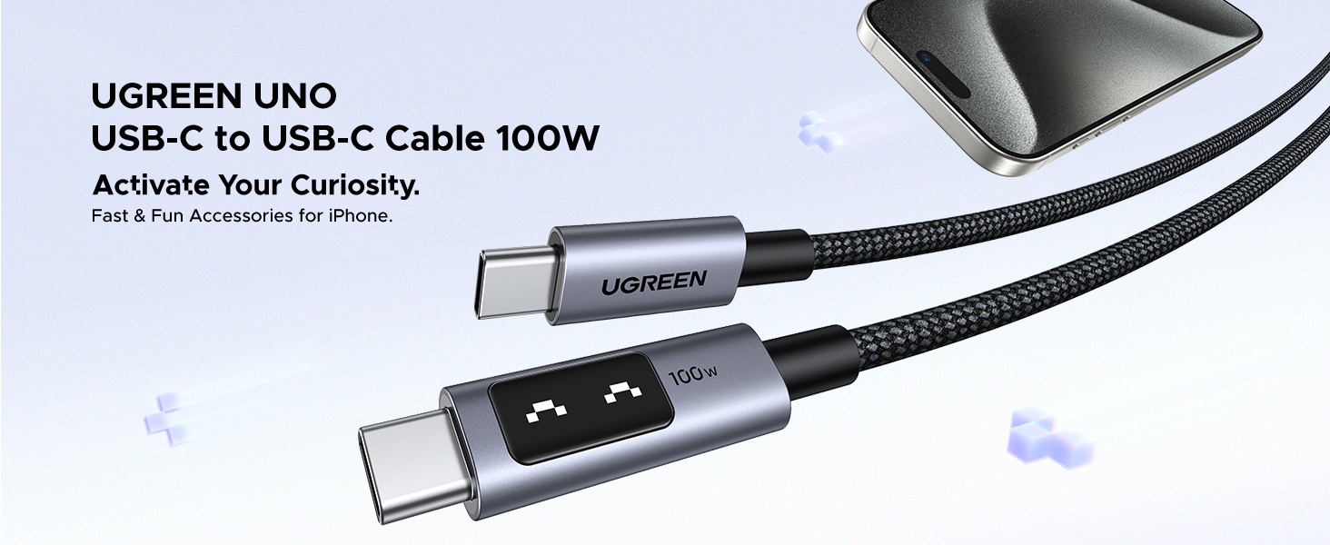 UGREEN Uno USB-C – USB-C kabelis, PD greitasis įkrovimas, 5A, 1 m aprašymas - Prekės nuotrauka