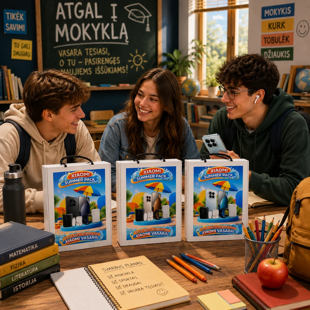 XIAOMI SUMMER PACK: Redmi Note 15 Pro 4G 8/256GB Glacier Mėlyna + Xiaomi Power Bank 10000 mAh + Xiaomi Sound Pocket + Redmi Buds 6 Active + Xiaomi Tag + Redmi Watch 5 Active aprašymas - Prekės nuotrauka