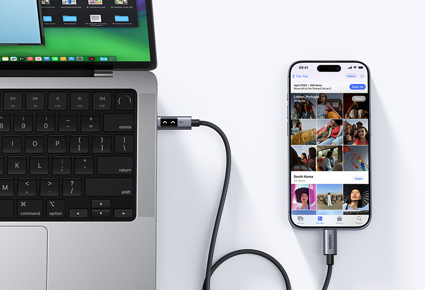 UGREEN Uno USB-C – USB-C kabelis, PD greitasis įkrovimas, 5A, 1 m aprašymas - Prekės nuotrauka