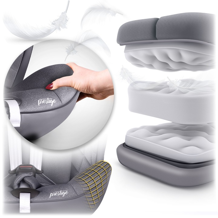 „Nukido Prestige Line“ automobilinė kėdutė, pilka, 0-36 kg, ISOFIX aprašymas - Prekės nuotrauka