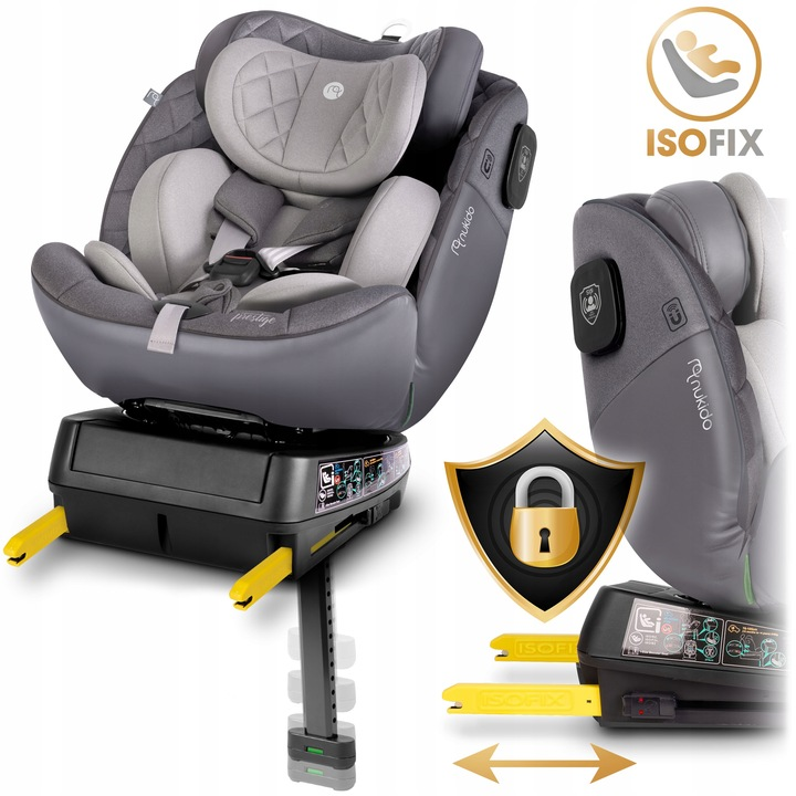 „Nukido Prestige Line“ automobilinė kėdutė, pilka, 0-36 kg, ISOFIX aprašymas - Prekės nuotrauka