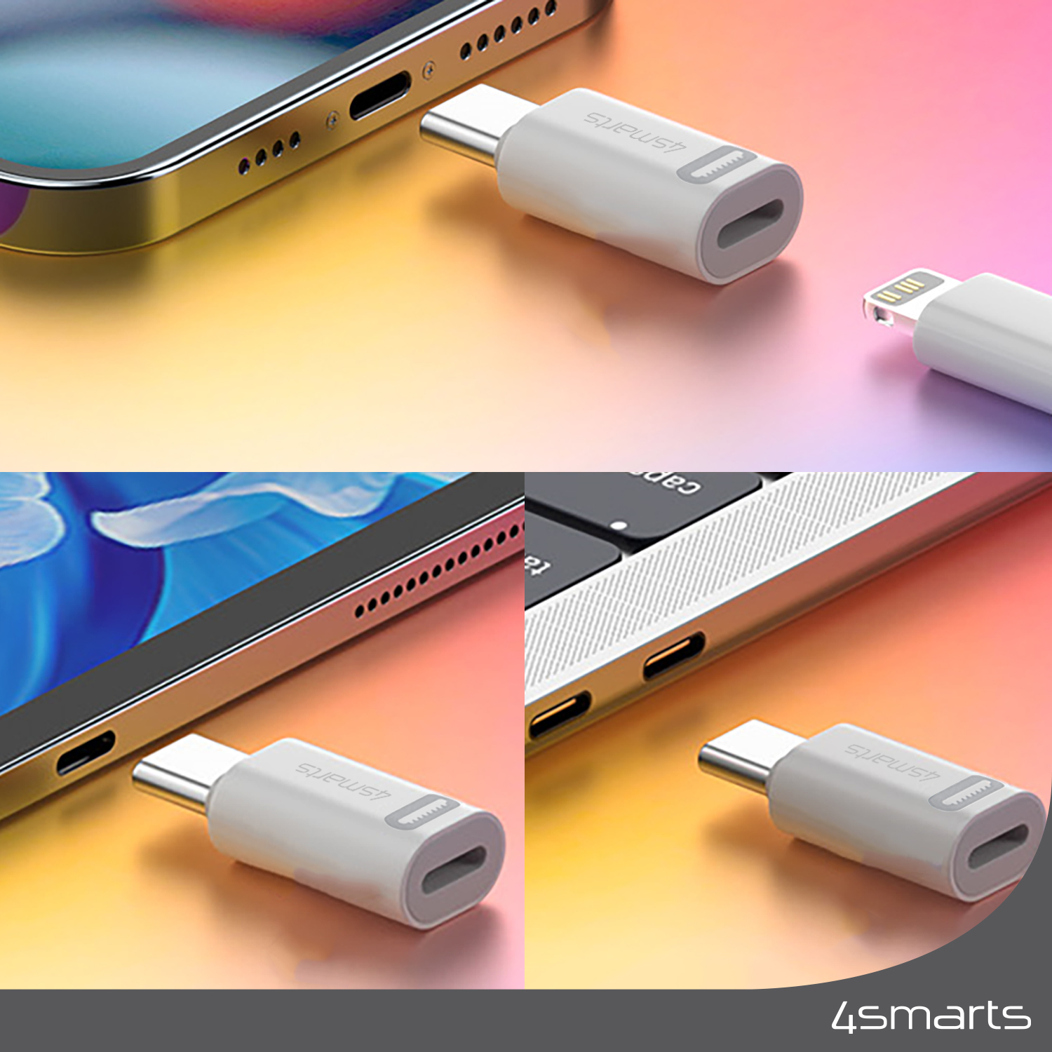 4smarts „Lightning“ į USB-C PD 27 W adapterių rinkinys, 2 vnt., be OTG ir audio funkcijos aprašymas - Prekės nuotrauka