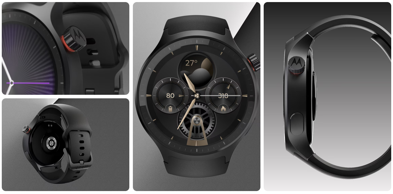 Išmanusis laikrodis MOTOROLA moto watch, sidabrinis, su sidabrine ir žalia apyrankėmis aprašymas - Prekės nuotrauka
